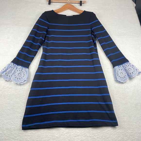 Beach Lunch Lounge Sz S Striped 100% Cotton Knit Sweaterdress Midi Long Sleeves - Picture 14 of 16